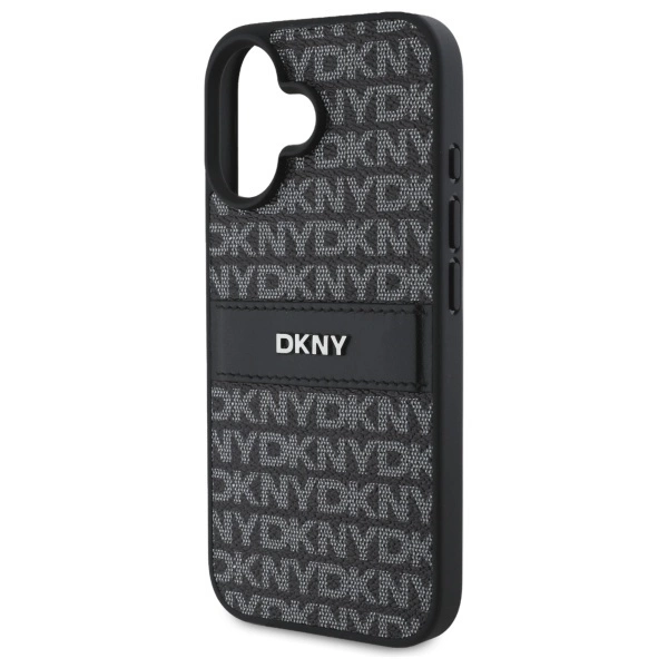 DKNY Texture Pattern Tonal Stripe iPhone 16 Case - Blackeng
