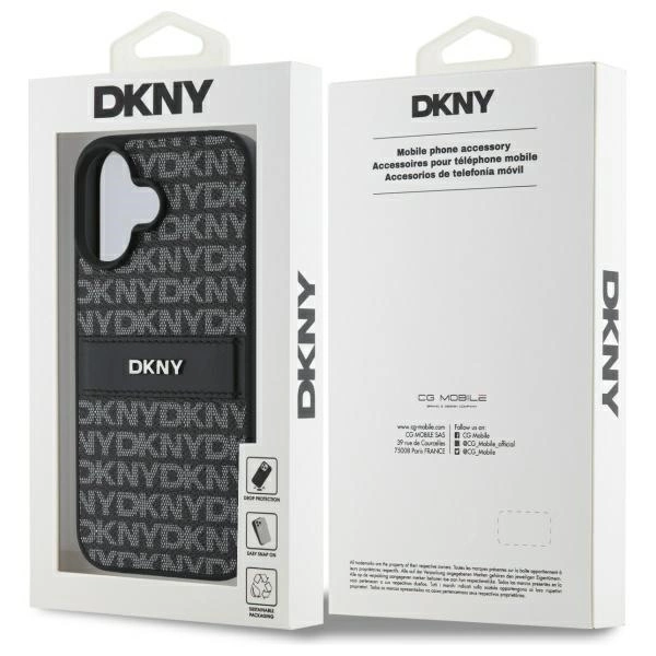 DKNY Texture Pattern Tonal Stripe iPhone 16 Case - Blackeng
