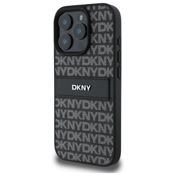 DKNY Texture Pattern Tonal Stripe iPhone 16 Pro Max Case - Blackeng