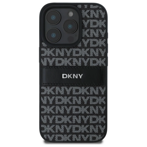 DKNY Texture Pattern Tonal Stripe iPhone 16 Pro Max Case - Blackeng