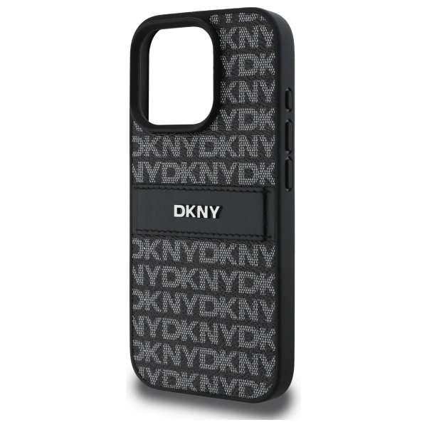 DKNY Texture Pattern Tonal Stripe iPhone 16 Pro Max Case - Blackeng