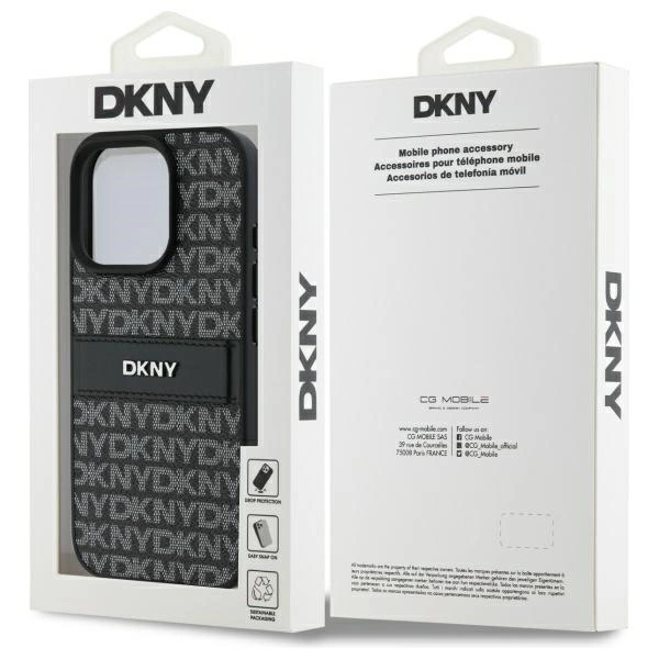 DKNY Texture Pattern Tonal Stripe iPhone 16 Pro Max Case - Blackeng