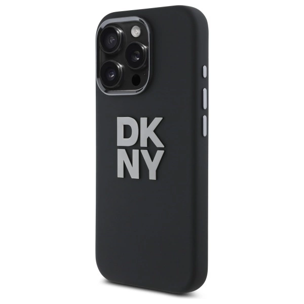 DKNY Liquid Silicone Metal Logo iPhone 16 Pro Max Case - Blackeng