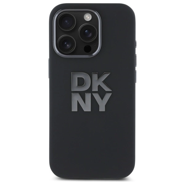 DKNY Liquid Silicone Metal Logo iPhone 16 Pro Max Case - Blackeng