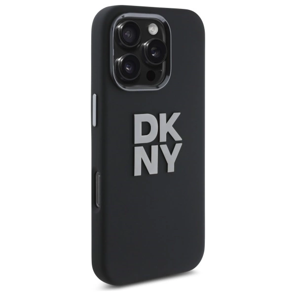 DKNY Liquid Silicone Metal Logo iPhone 16 Pro Max Case - Blackeng