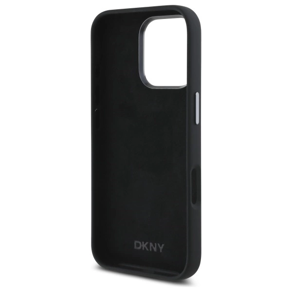 DKNY Liquid Silicone Metal Logo iPhone 16 Pro Max Case - Blackeng