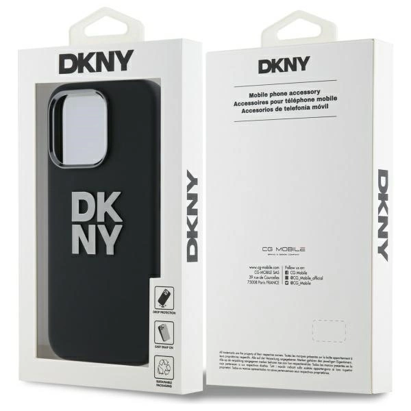 DKNY Liquid Silicone Metal Logo iPhone 16 Pro Max Case - Blackeng
