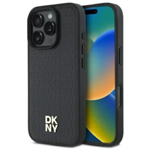 DKNY Repeat Pattern Stack Logo MagSafe iPhone 16 Pro Case - Blackeng