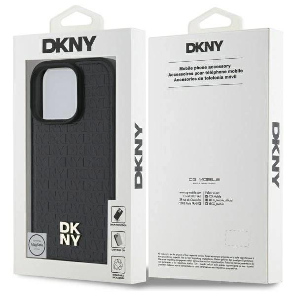 DKNY Repeat Pattern Stack Logo MagSafe iPhone 16 Pro Case - Blackeng