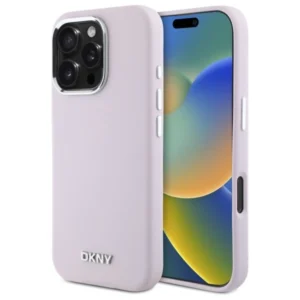 DKNY Liquid Silicone Small Metal Logo MagSafe iPhone 16 Pro Case - Pinkeng