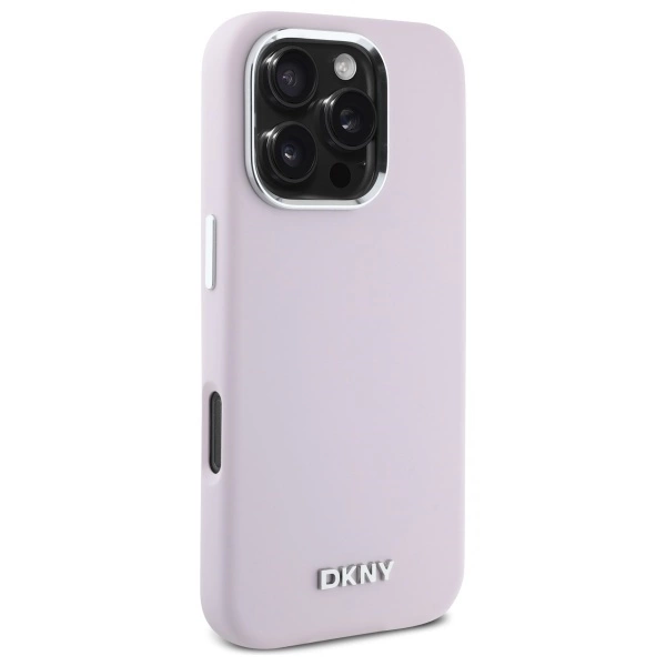 DKNY Liquid Silicone Small Metal Logo MagSafe iPhone 16 Pro Case - Pinkeng