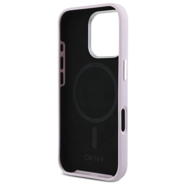 DKNY Liquid Silicone Small Metal Logo MagSafe iPhone 16 Pro Case - Pinkeng