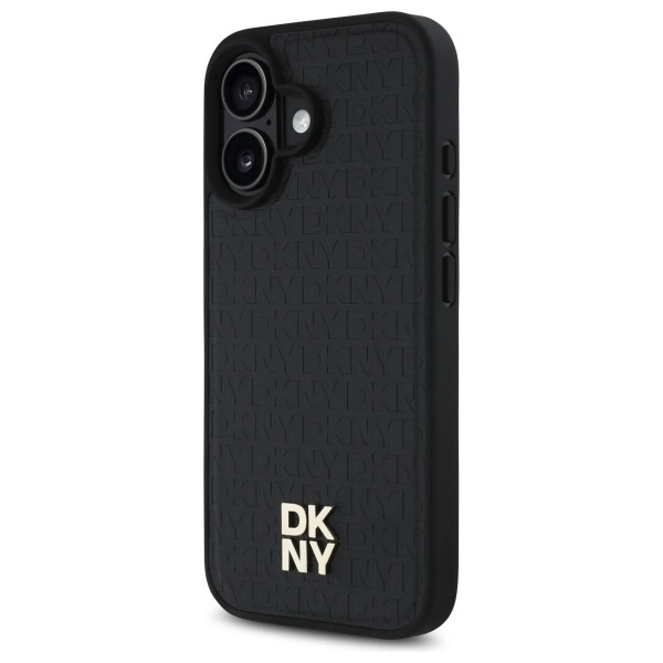 DKNY Repeat Pattern Stack Logo MagSafe iPhone 16 Case - Blackeng