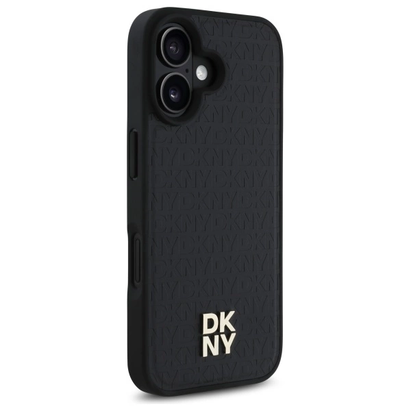 DKNY Repeat Pattern Stack Logo MagSafe iPhone 16 Case - Blackeng