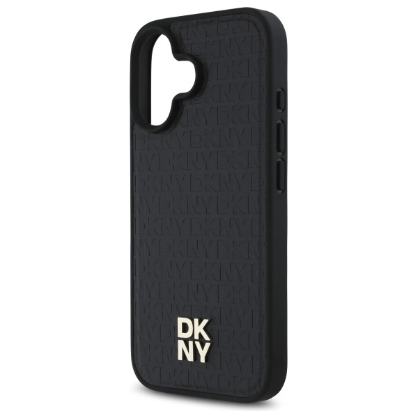 DKNY Repeat Pattern Stack Logo MagSafe iPhone 16 Case - Blackeng
