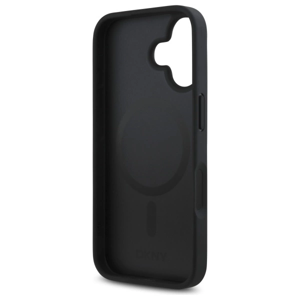 DKNY Repeat Pattern Stack Logo MagSafe iPhone 16 Case - Blackeng