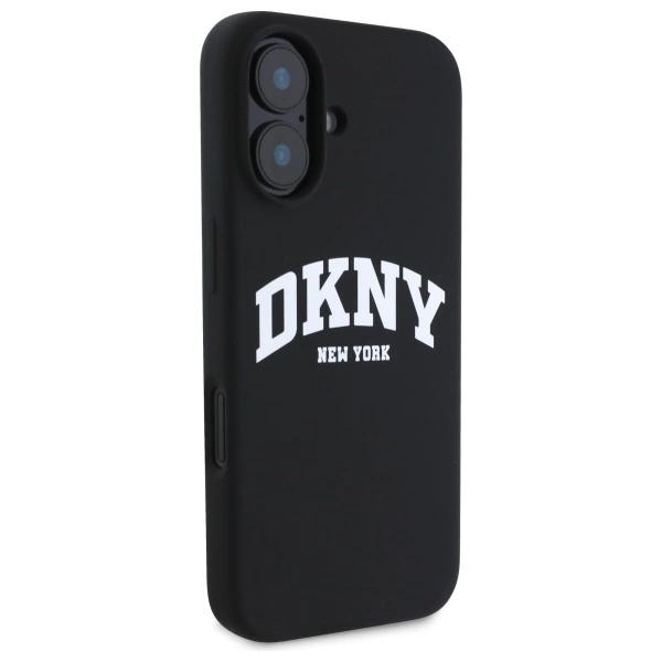DKNY Silicone White Printed Logo MagSafe iPhone 16 Case - Blackeng