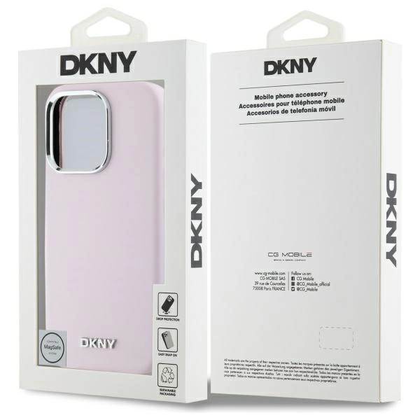 DKNY Liquid Silicone Small Metal Logo MagSafe iPhone 16 Pro Max Case - Pinkeng