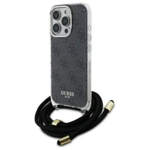 Guess Crossbody Cord 4G Print Case with Lanyard for iPhone 16 Pro - Blackeng