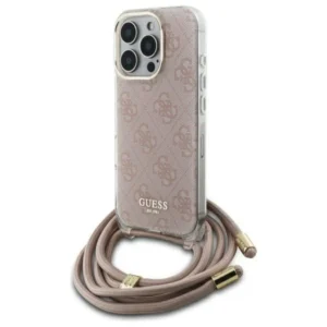 Guess Crossbody Cord 4G Print Case with Lanyard for iPhone 16 Pro - Pinkeng