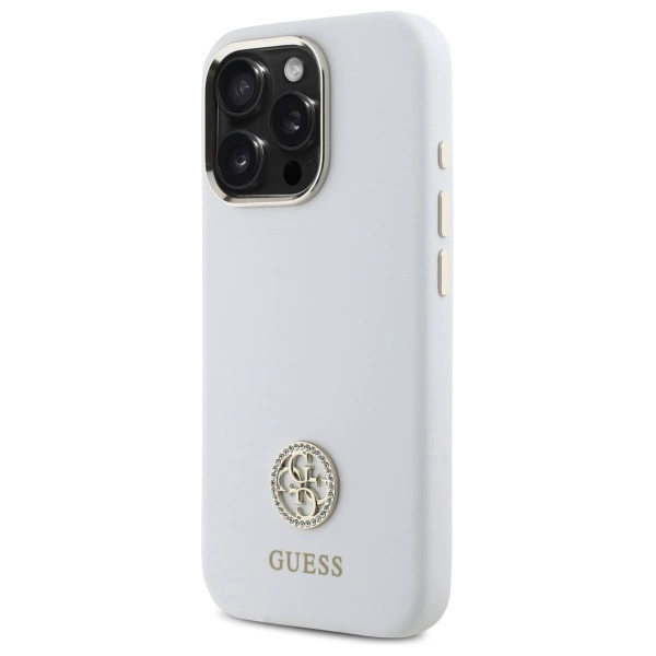 Guess Silicone Logo Strass 4G Case for iPhone 16 Pro - Whiteeng