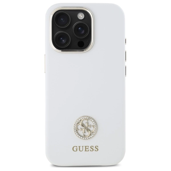 Guess Silicone Logo Strass 4G Case for iPhone 16 Pro - Whiteeng