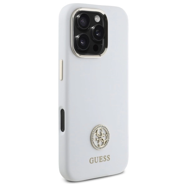 Guess Silicone Logo Strass 4G Case for iPhone 16 Pro - Whiteeng