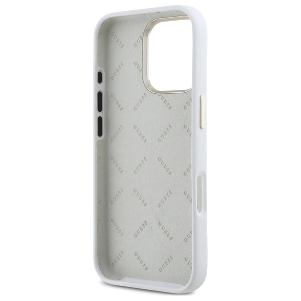 Guess Silicone Logo Strass 4G Case for iPhone 16 Pro - Whiteeng