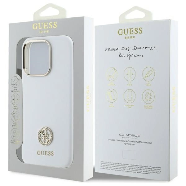Guess Silicone Logo Strass 4G Case for iPhone 16 Pro - Whiteeng