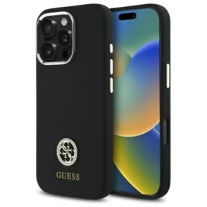 Guess Silicone Logo Strass 4G Case for iPhone 16 Pro - Blackeng