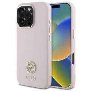 Guess Silicone Logo Strass 4G case for iPhone 16 Pro - light pinkeng