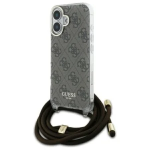 Guess Crossbody Cord 4G Print Case with Lanyard for iPhone 16 - Browneng