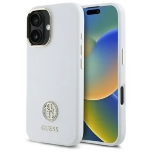 Guess Silicone Logo Strass 4G Case for iPhone 16 - Whiteeng