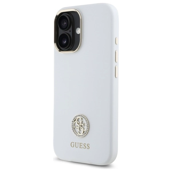 Guess Silicone Logo Strass 4G Case for iPhone 16 - Whiteeng