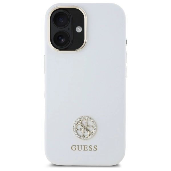 Guess Silicone Logo Strass 4G Case for iPhone 16 - Whiteeng