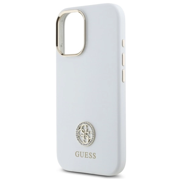 Guess Silicone Logo Strass 4G Case for iPhone 16 - Whiteeng