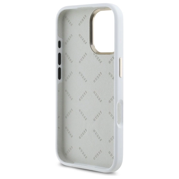 Guess Silicone Logo Strass 4G Case for iPhone 16 - Whiteeng
