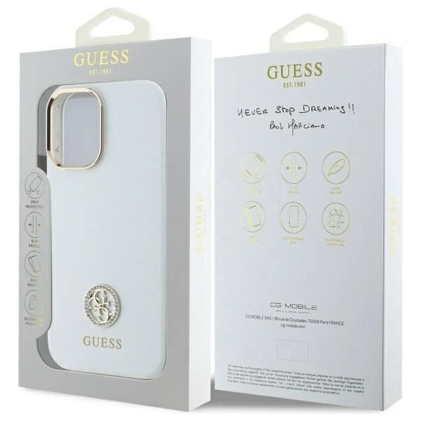 Guess Silicone Logo Strass 4G Case for iPhone 16 - Whiteeng