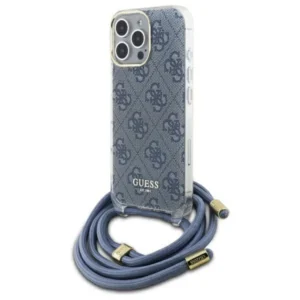 Guess Crossbody Cord 4G Print Case for iPhone 16 Pro Max - Blueeng
