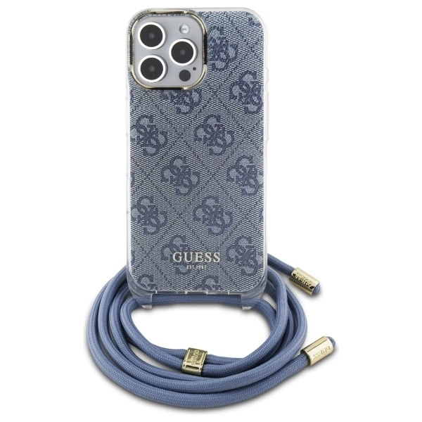 Guess Crossbody Cord 4G Print Case for iPhone 16 Pro Max - Blueeng