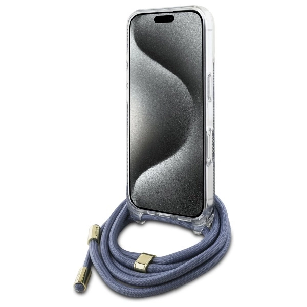 Guess Crossbody Cord 4G Print Case for iPhone 16 Pro Max - Blueeng