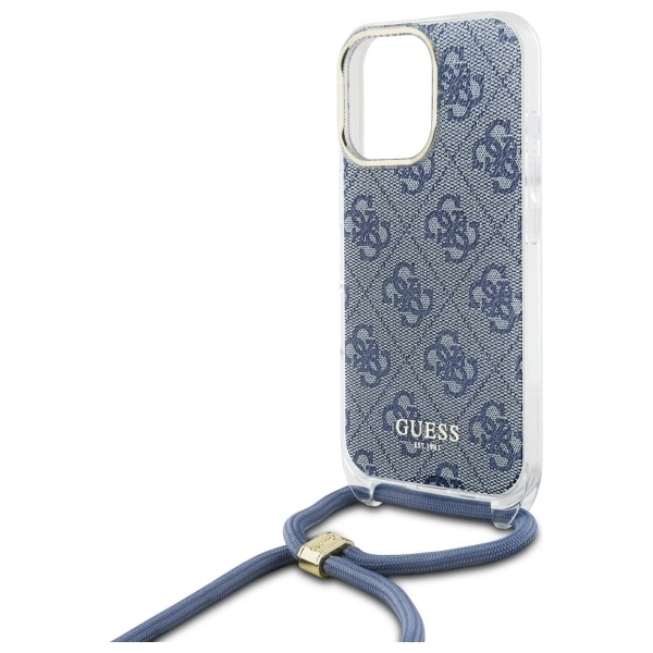 Guess Crossbody Cord 4G Print Case for iPhone 16 Pro Max - Blueeng