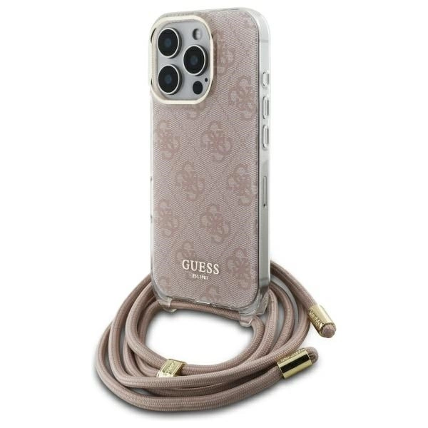 Guess Crossbody Cord 4G Print Case for iPhone 16 Pro Max - Pinkeng