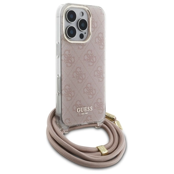 Guess Crossbody Cord 4G Print Case for iPhone 16 Pro Max - Pinkeng