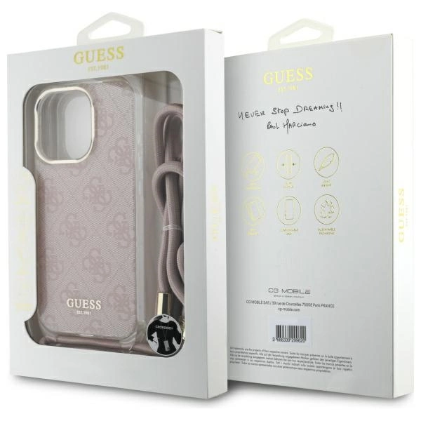 Guess Crossbody Cord 4G Print Case for iPhone 16 Pro Max - Pinkeng