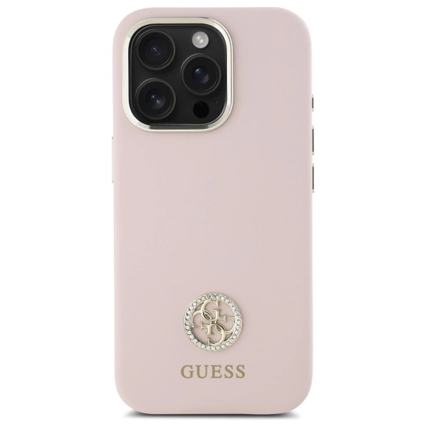 Guess Silicone Logo Strass 4G case for iPhone 16 Pro Max - light pinkeng