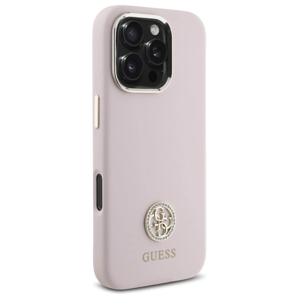 Guess Silicone Logo Strass 4G case for iPhone 16 Pro Max - light pinkeng