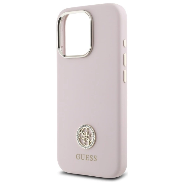 Guess Silicone Logo Strass 4G case for iPhone 16 Pro Max - light pinkeng