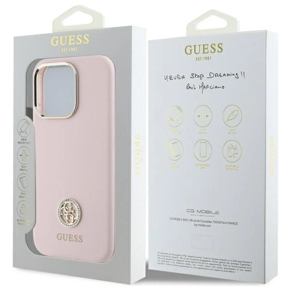 Guess Silicone Logo Strass 4G case for iPhone 16 Pro Max - light pinkeng