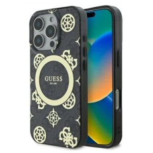 Guess IML Peony On 4G Background MagSafe case for iPhone 16 Pro - blackeng